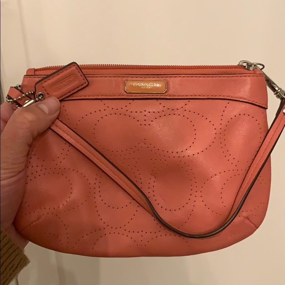 Pink Leather Coach Wristlet!